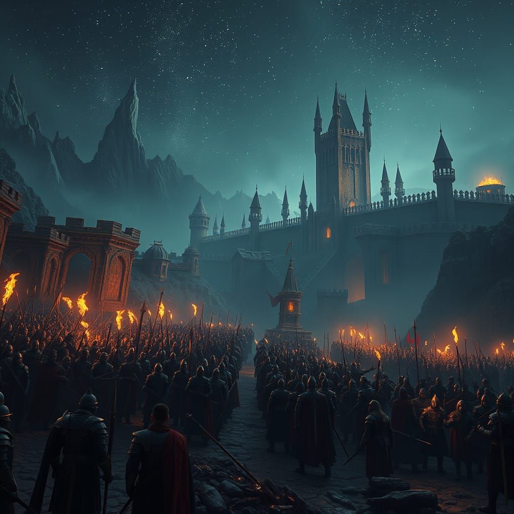 Epic Siege of a Mystical City at Dawn