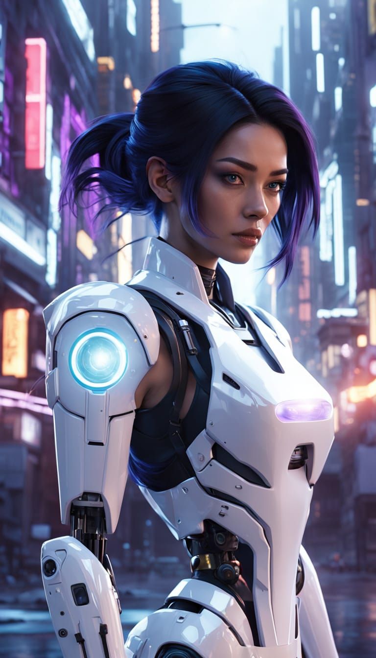 Cyberpunk Siren in Radiant Neon City