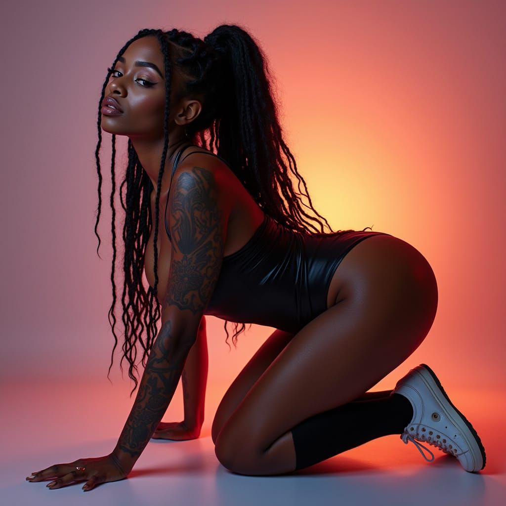 Vibrant Dark Goddess in Motion