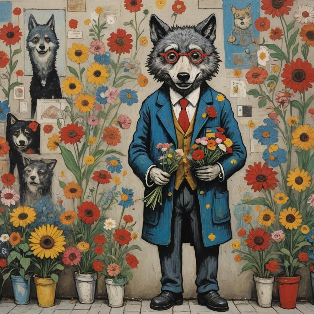 Wolf Optician Street Art in Claymation Style