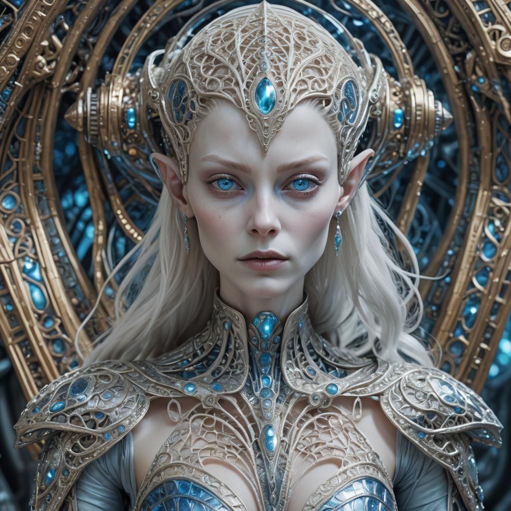 Alien Queen on Iridescent Ship in 24K Resolution