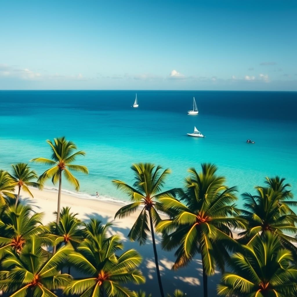 Tropical Turquoise Ocean View in Photography Style