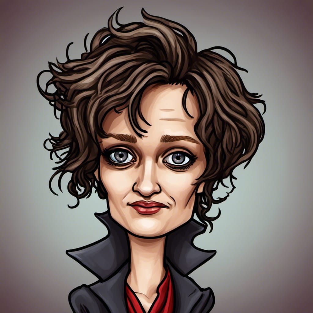 Cartoon Caricature Portrait of Woman in Chibi Style