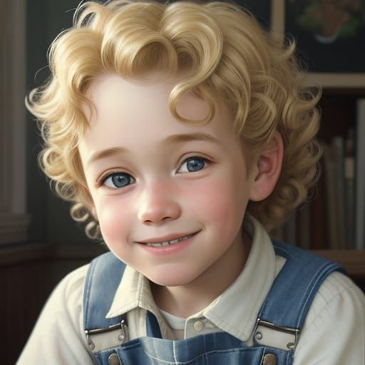 Heartwarming Portrait of a Boy in Overalls, Norman Rockwell ...