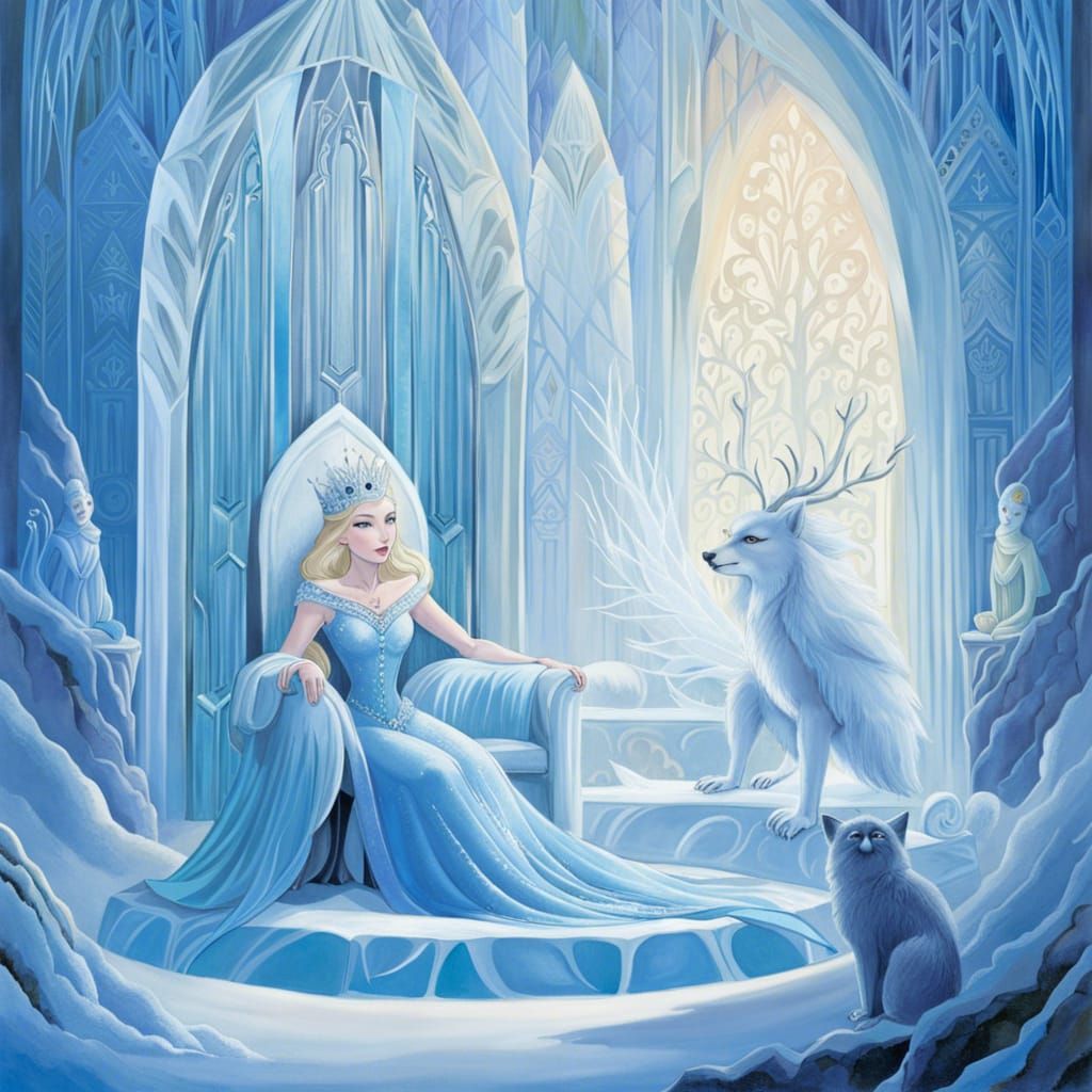 Snow Queen in Ice Palace Illustration