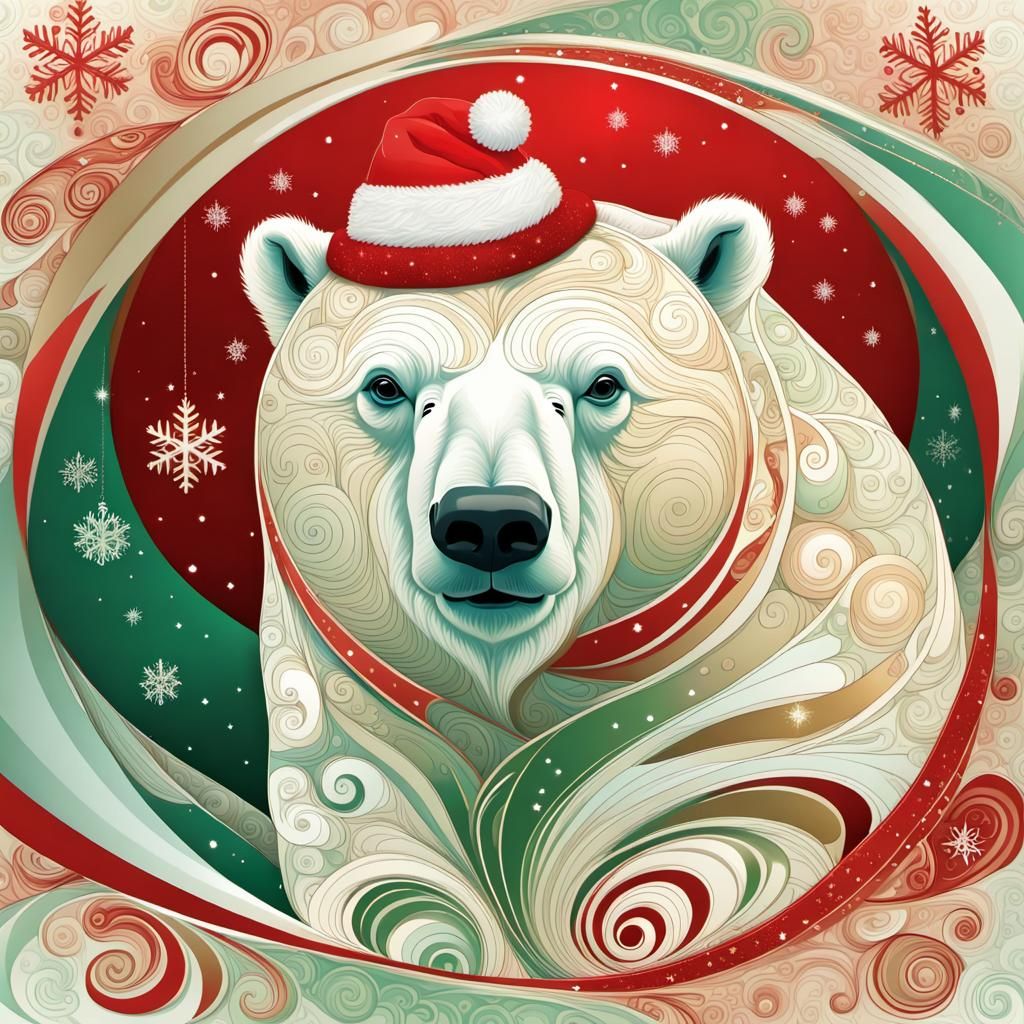 Festive Polar Bear with Christmas Decorations