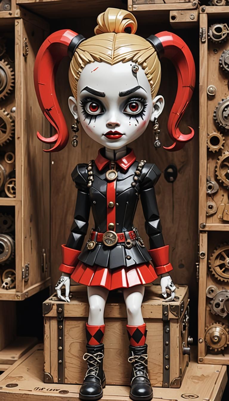 Steampunk Harley Quinn in a Box: Afrofuturism Art