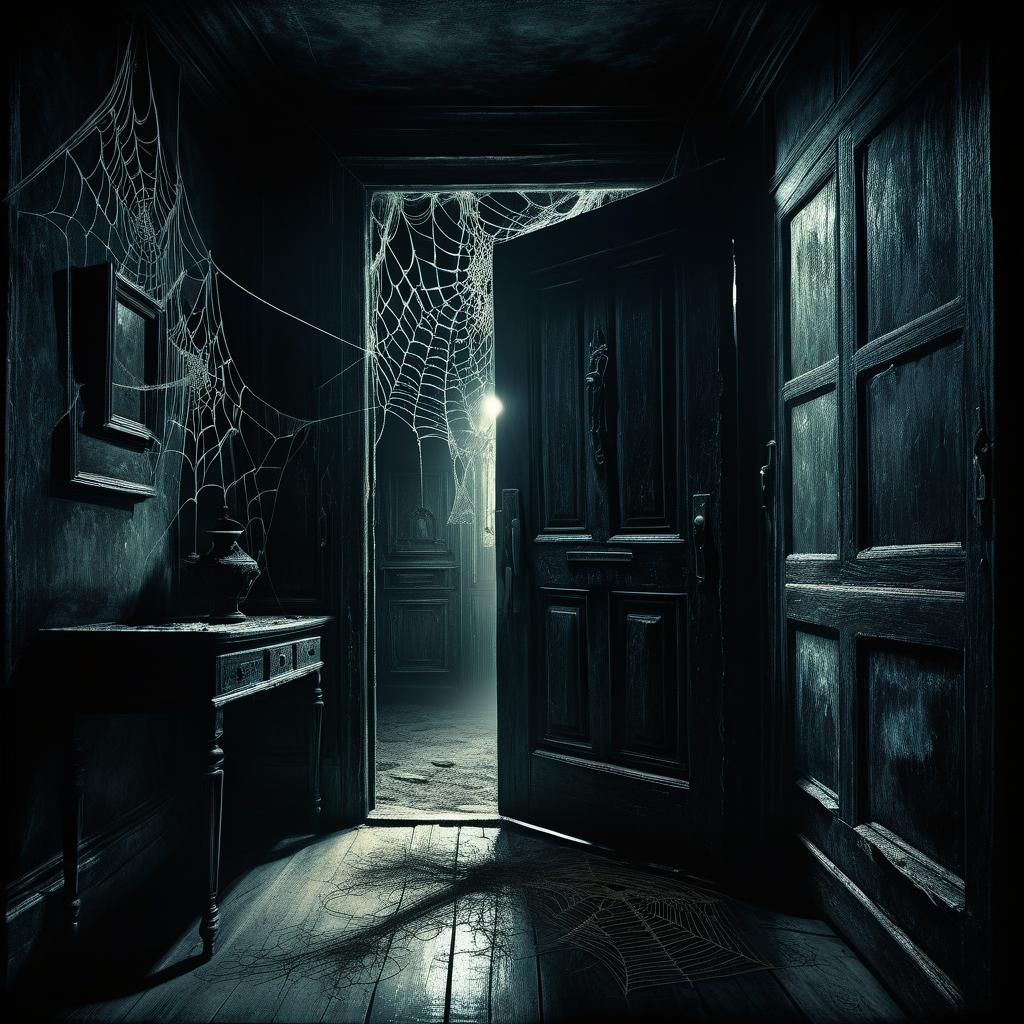 Eerie Hallway: Surrealist Digital Art in Gothic Style