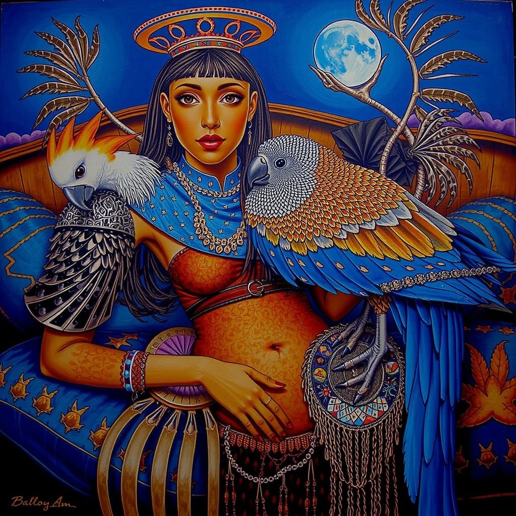 Cockatoo-Woman Portrait in Max Ernst Style