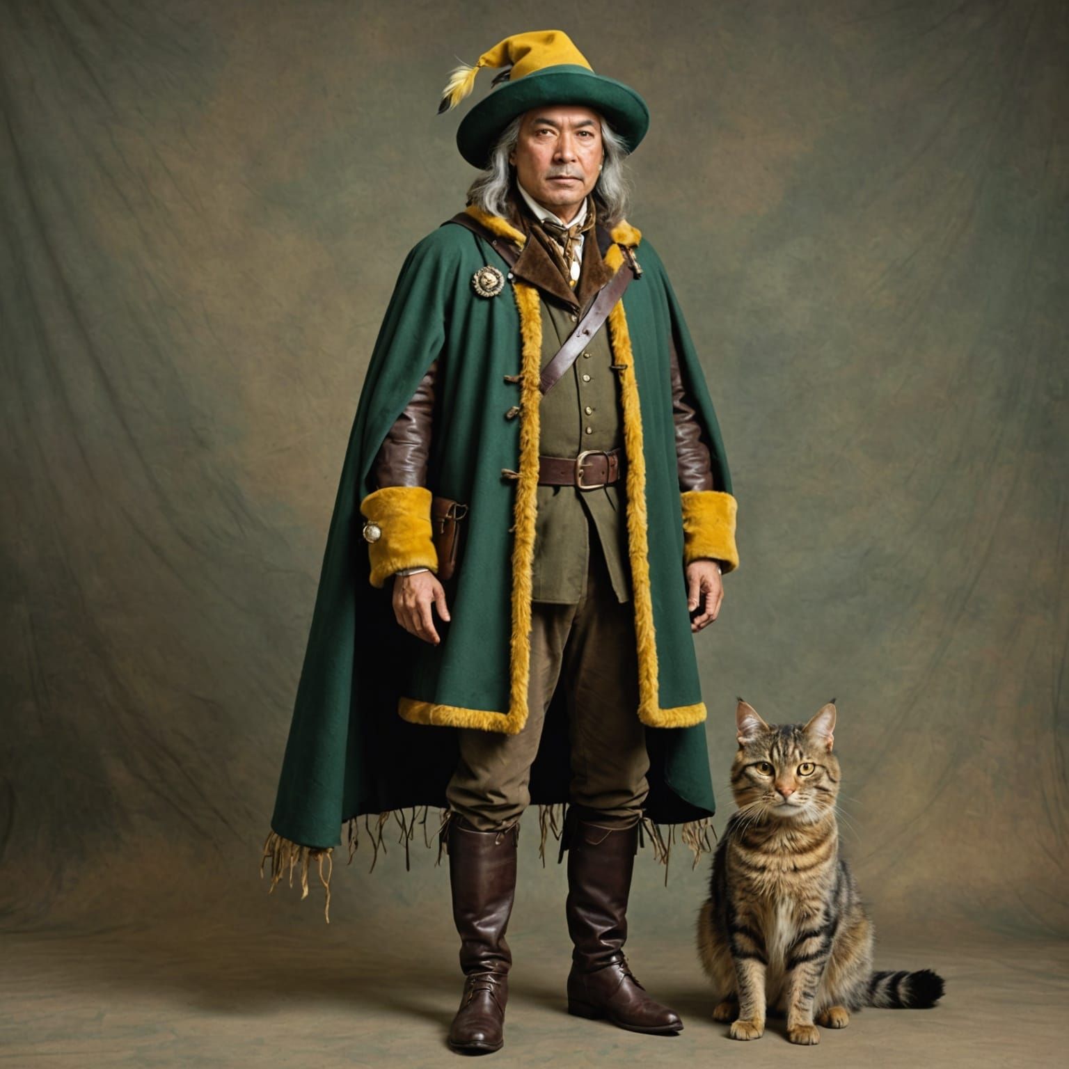 Epic Digital Portrait of a Dashing Adventurer and His Feline...