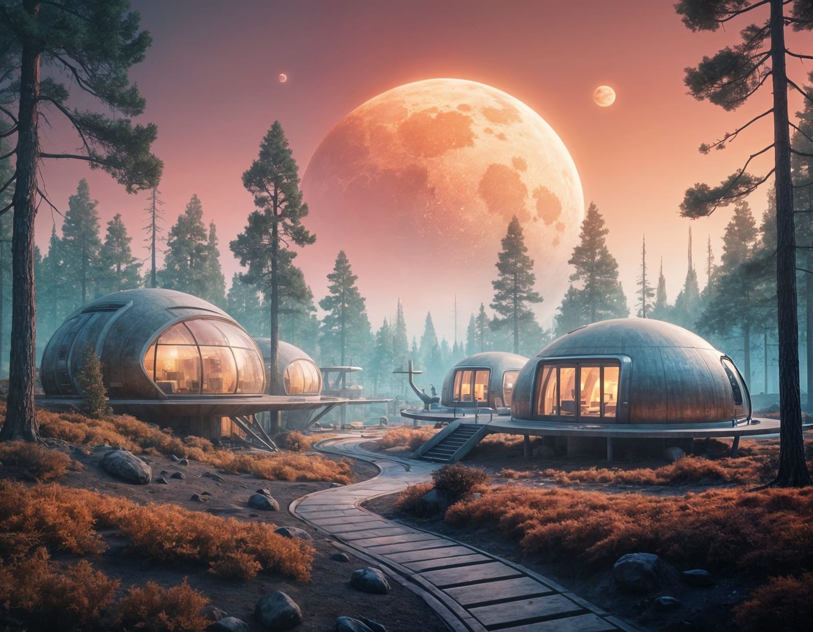 Lunar Village in Futuristic Harmony