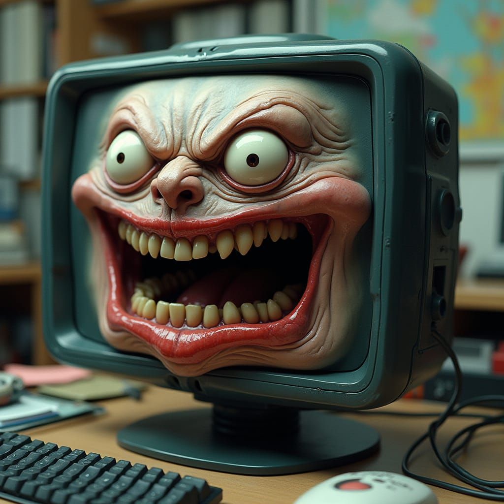 Grotesque Cybernetic Horror Computer Monitor