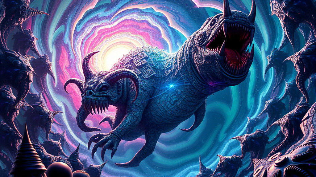 Aztec God Battles Amidst Colliding Galaxies