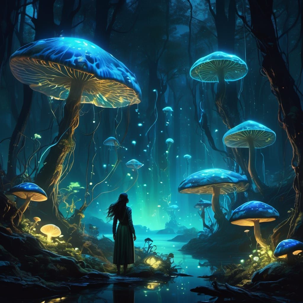 Bioluminescent Enchanted Forest: Ethereal Fantasy Art