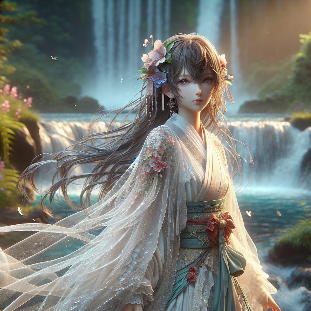 Anime Woman in Romantic Setting, 3D Render