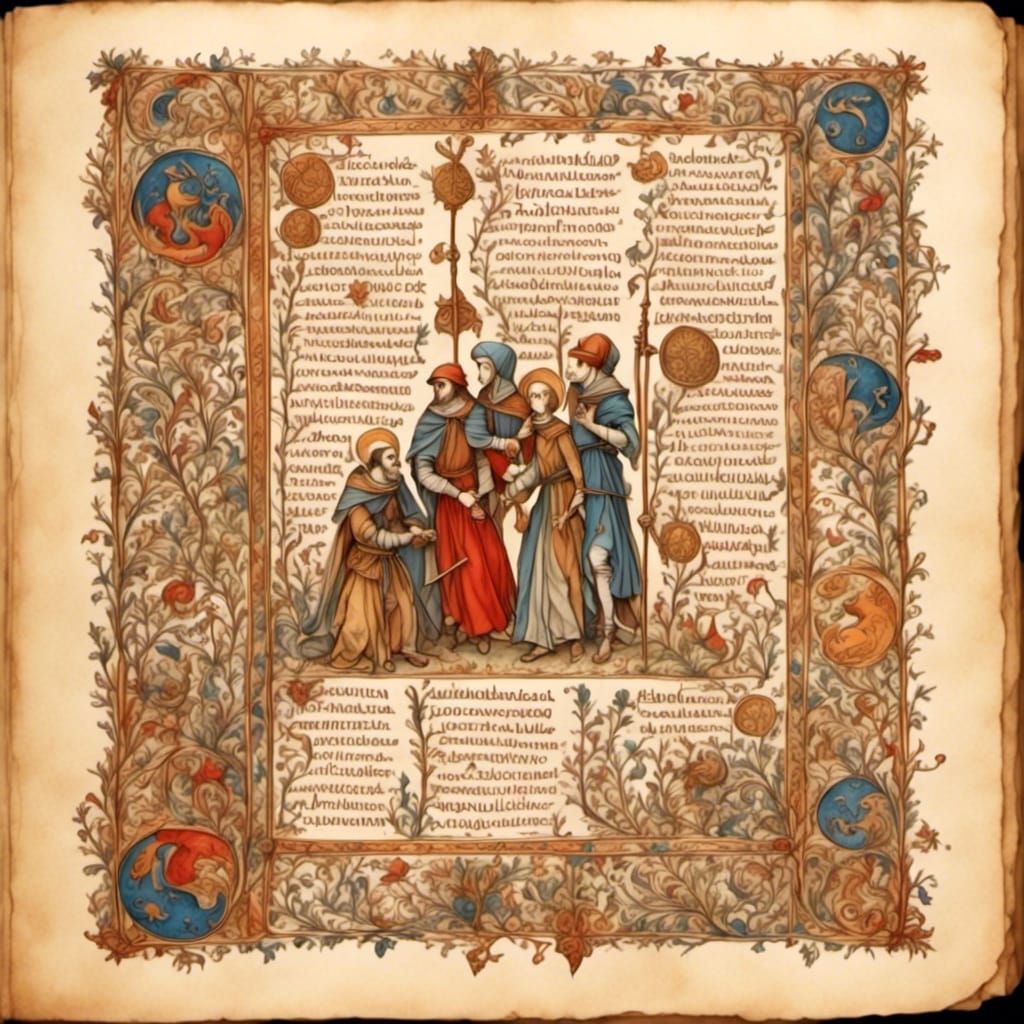 Illuminated Manuscript Page with Zodiac Symbols