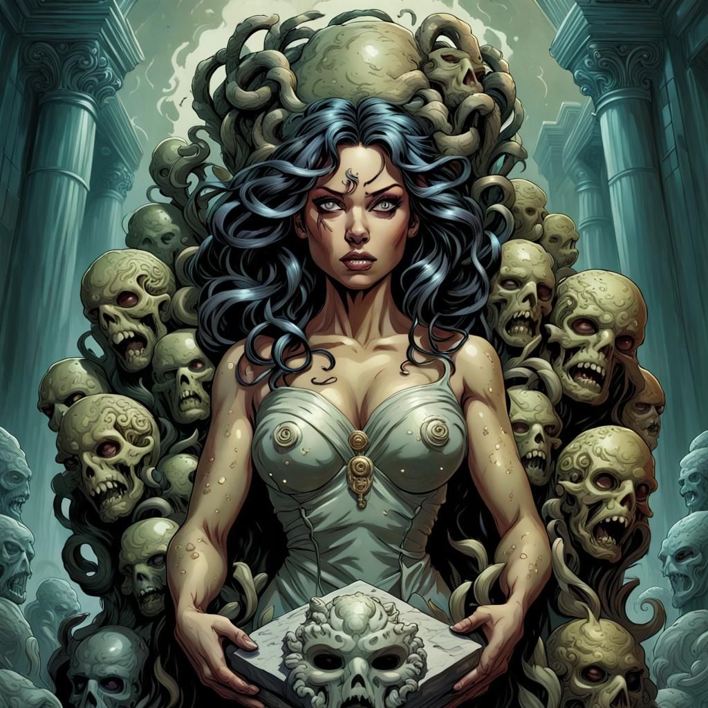Medusa Sits Upon a Throne of Petrified Foes in a Masterful C...