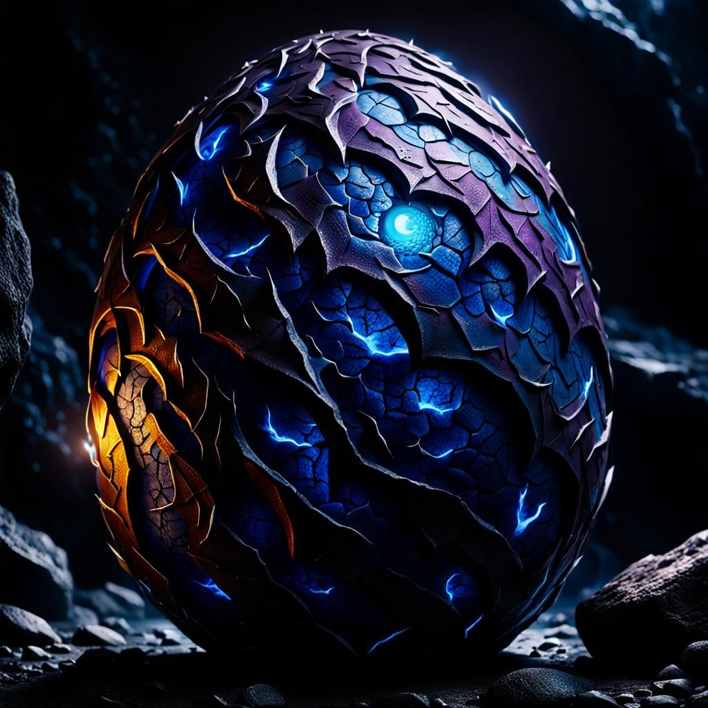 Dragon Egg in Cave with Lightning