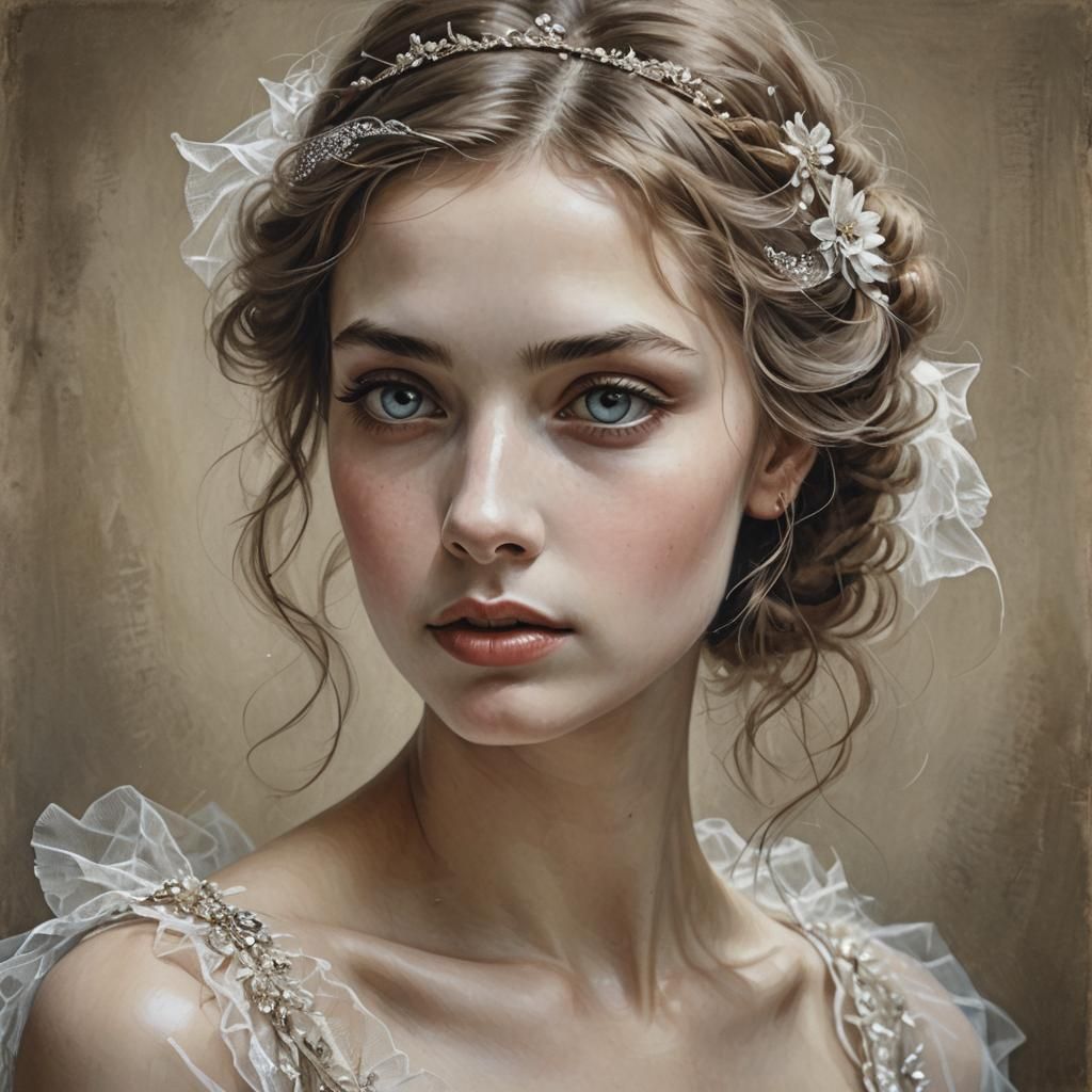 Polynesian Woman Behind Tulle, Soft Natural Lighting