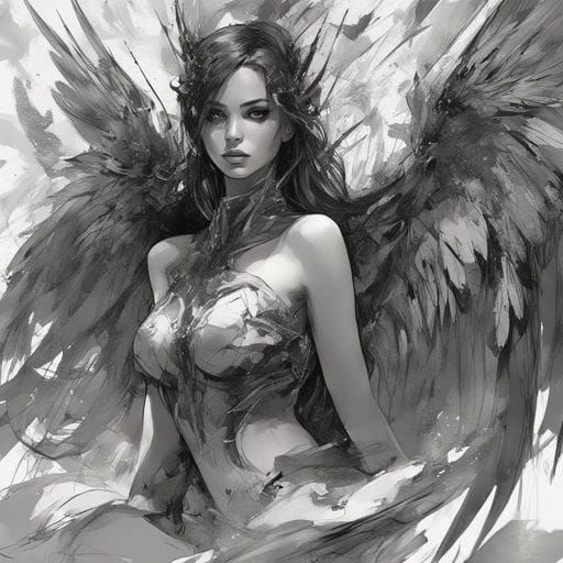 Beautiful Black Angel Portrait in Splash Art Style