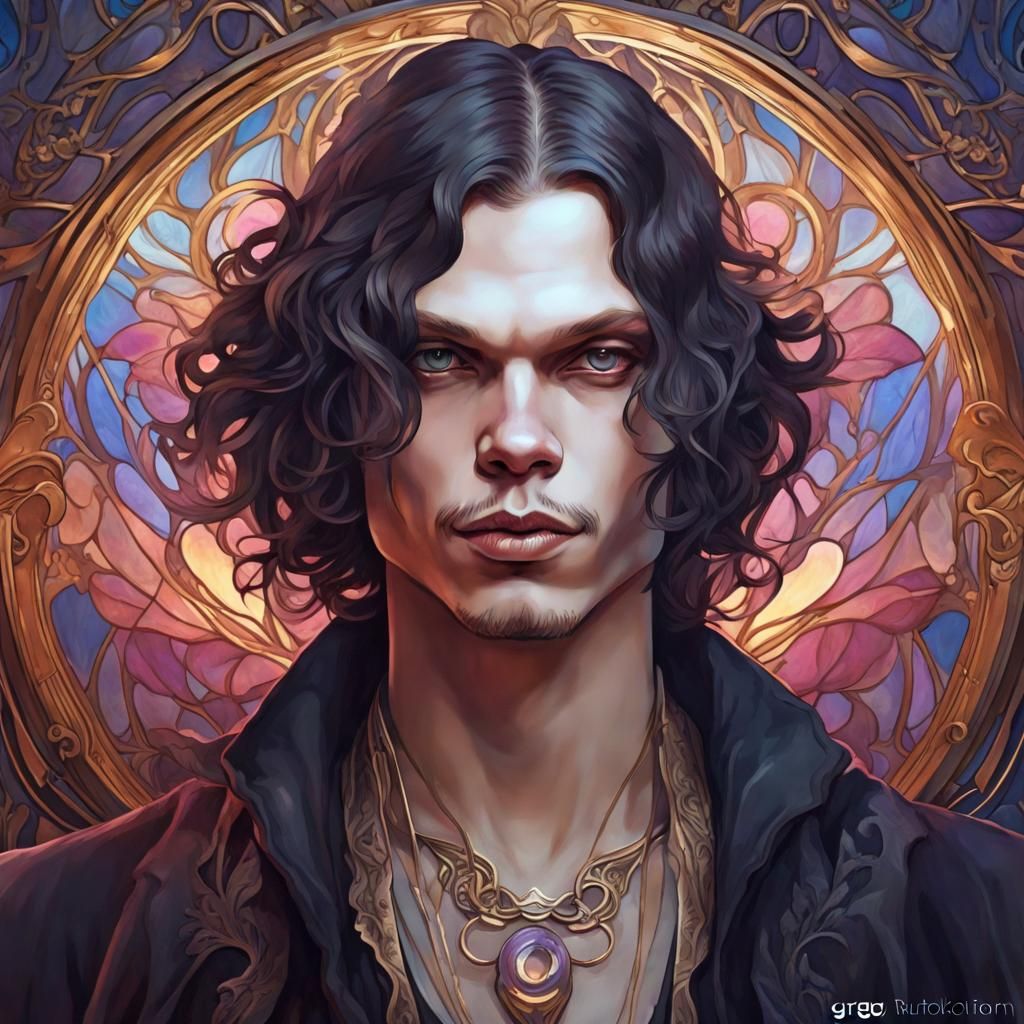 Romantic Art Nouveau Portrait with Luscious Lips