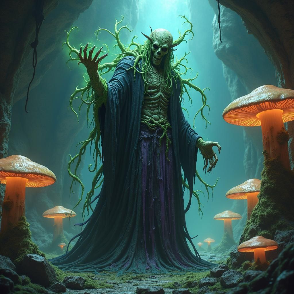 A Drow male, cleric of Ghaunadaur, the Elder God of Slimes; ...