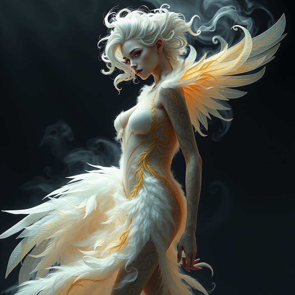 A highly detailed fantasy artwork of a beautiful female Air ...
