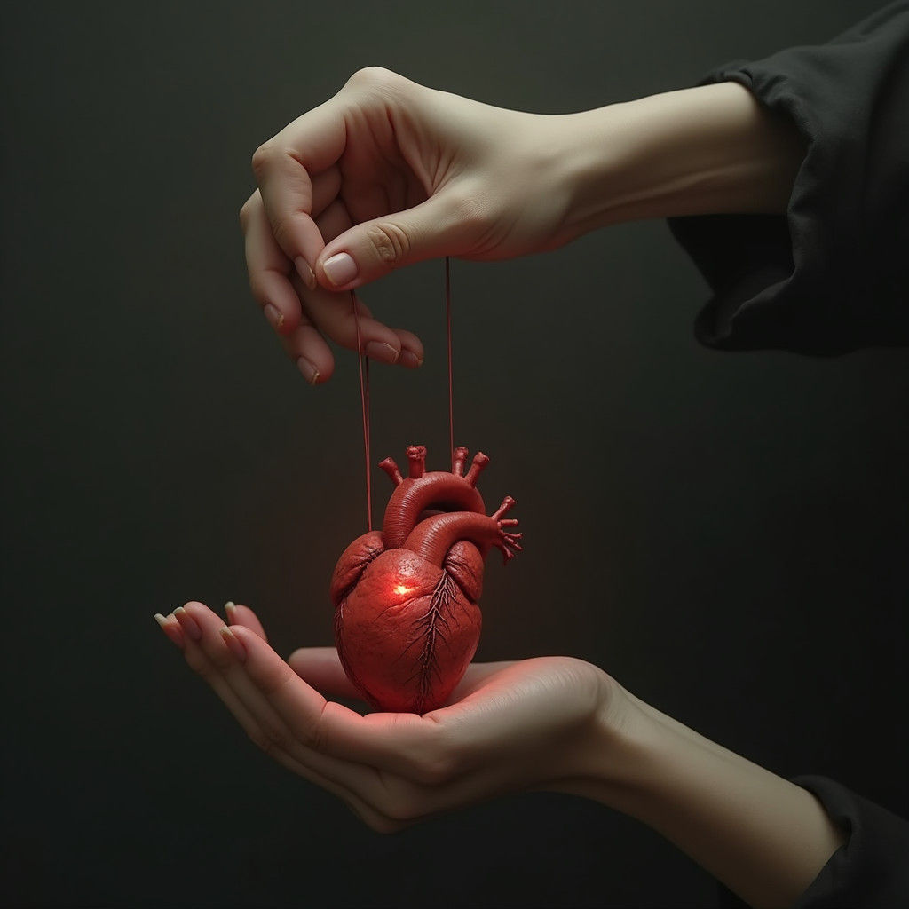 Macabre Heart Puppet in Dreamlike Surrealism