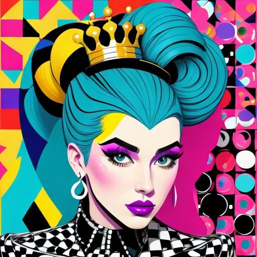 Pop Art Chess Queen in Vibrant Colors