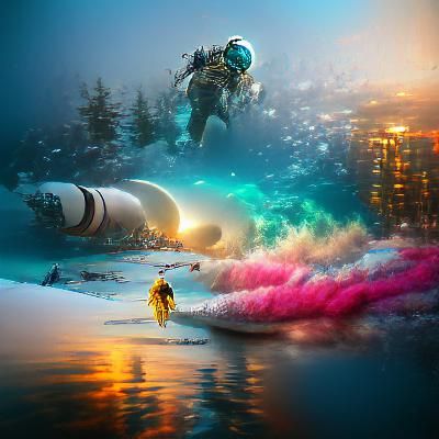 Astronaut in Ocean: 8K 3D Photoillustration