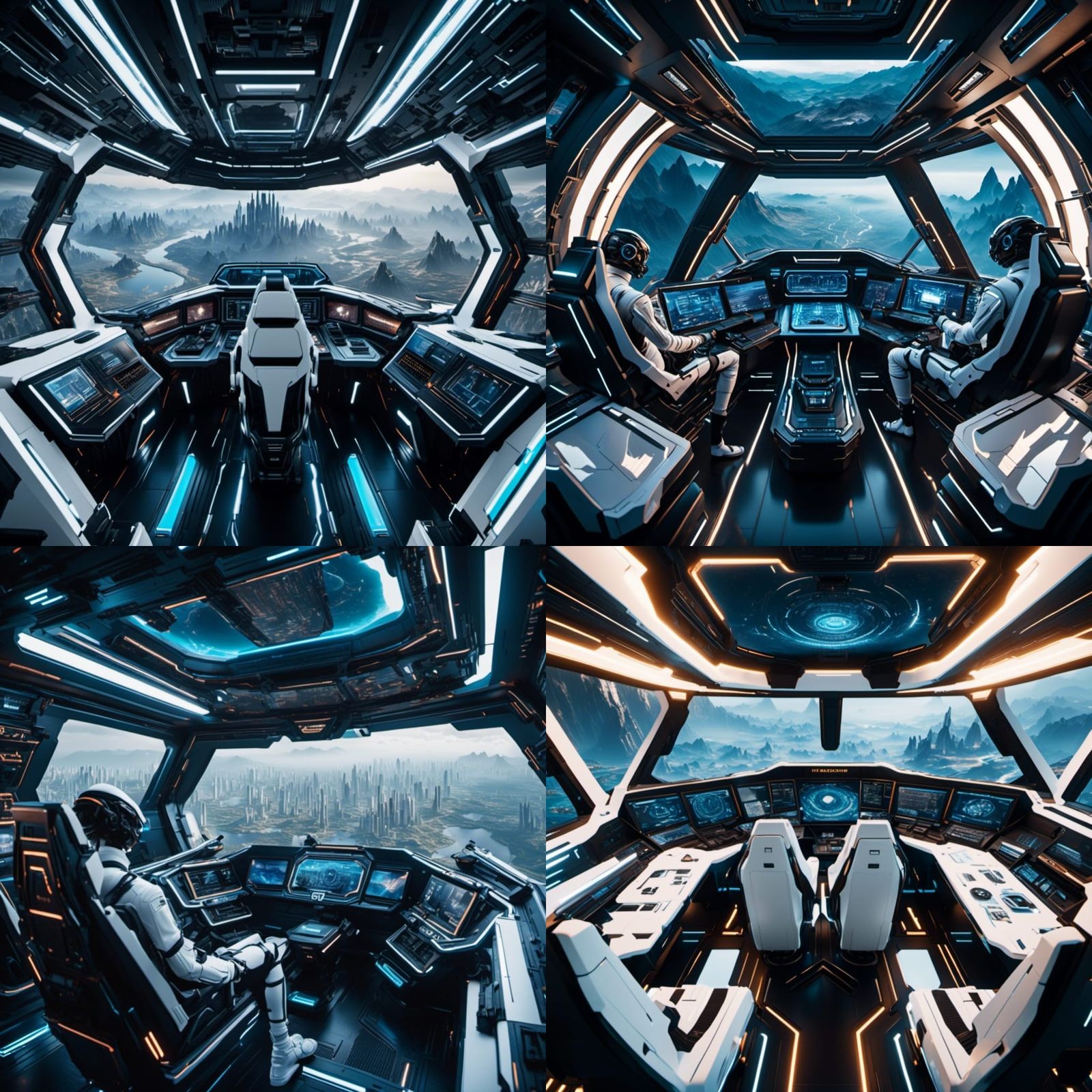 Futurepunk Spaceship Cockpit with Panoramic View
