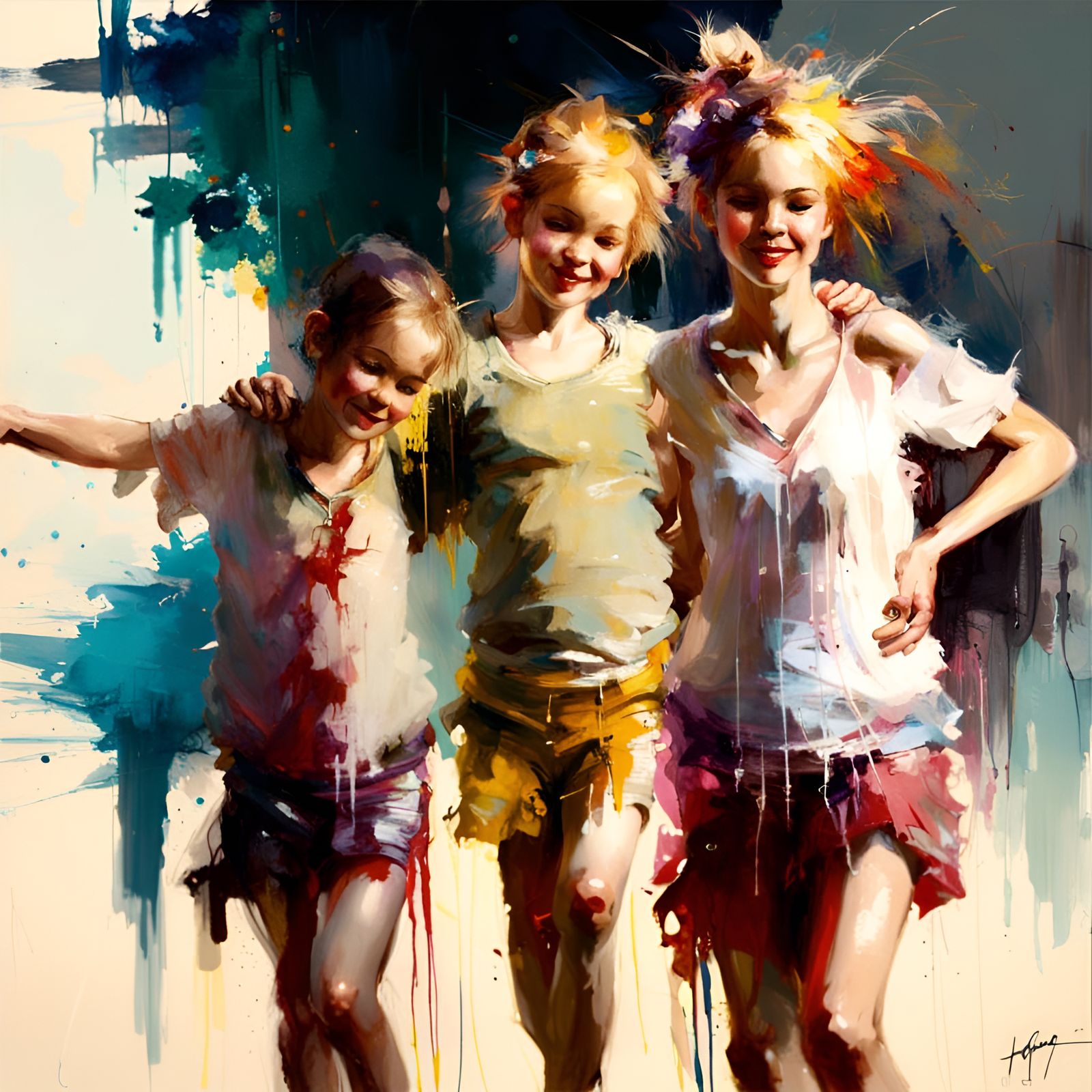 Emotional Friendship Depicted as Fine Art Oil Painting