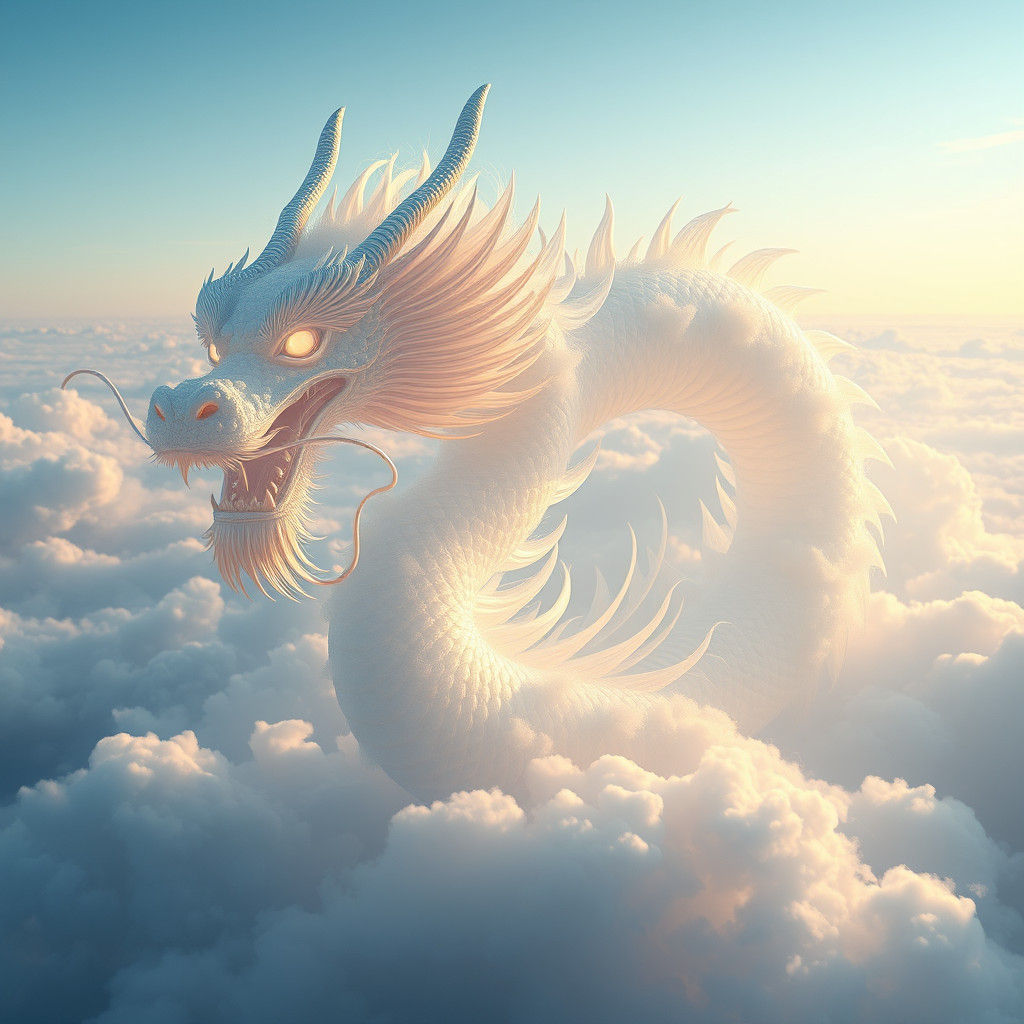 Cloud Dragon in Ethereal Sky: Matte Painting
