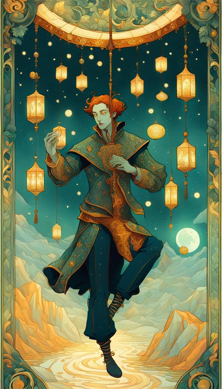 Hanging Fool Tarot Card in Baroque Style