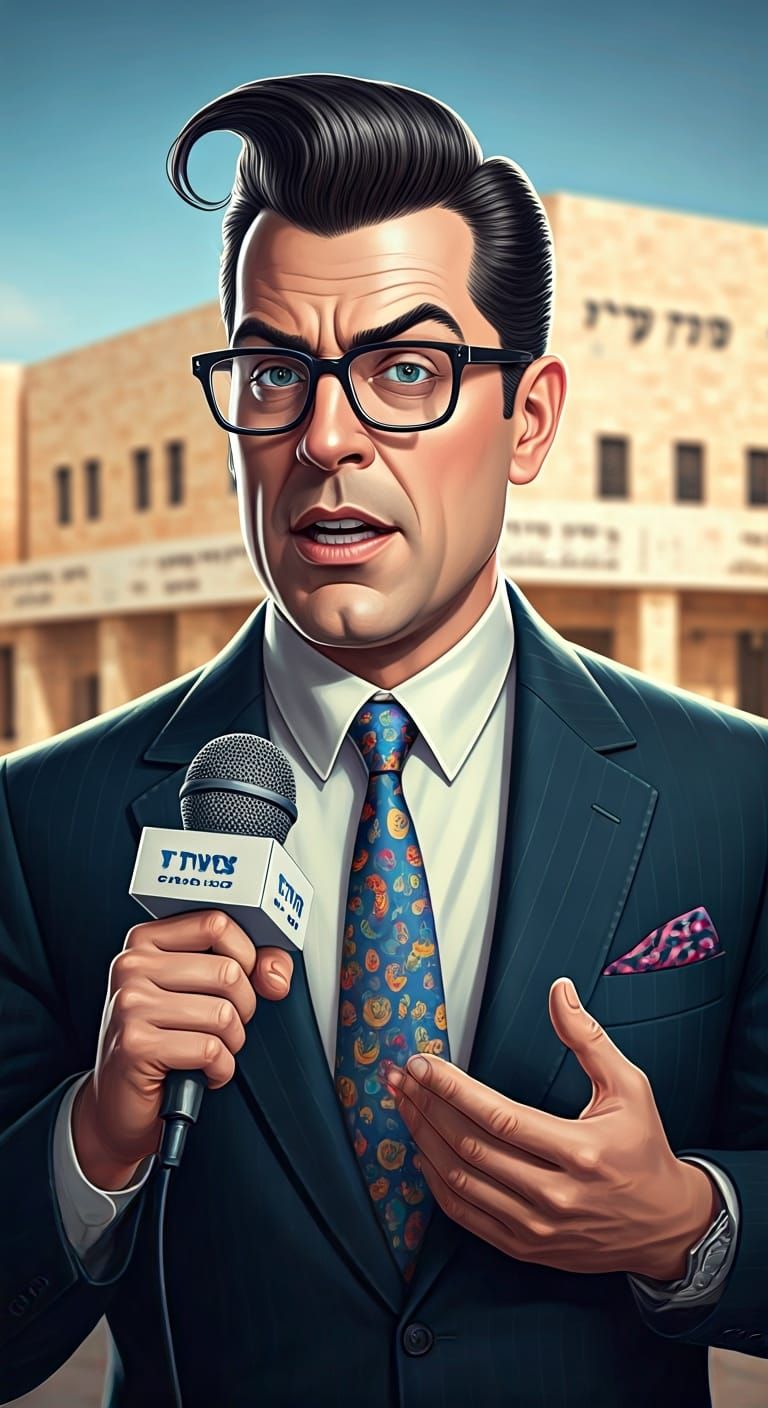 Pompous Reporter Broadcasts from Jerusalem Courthouse