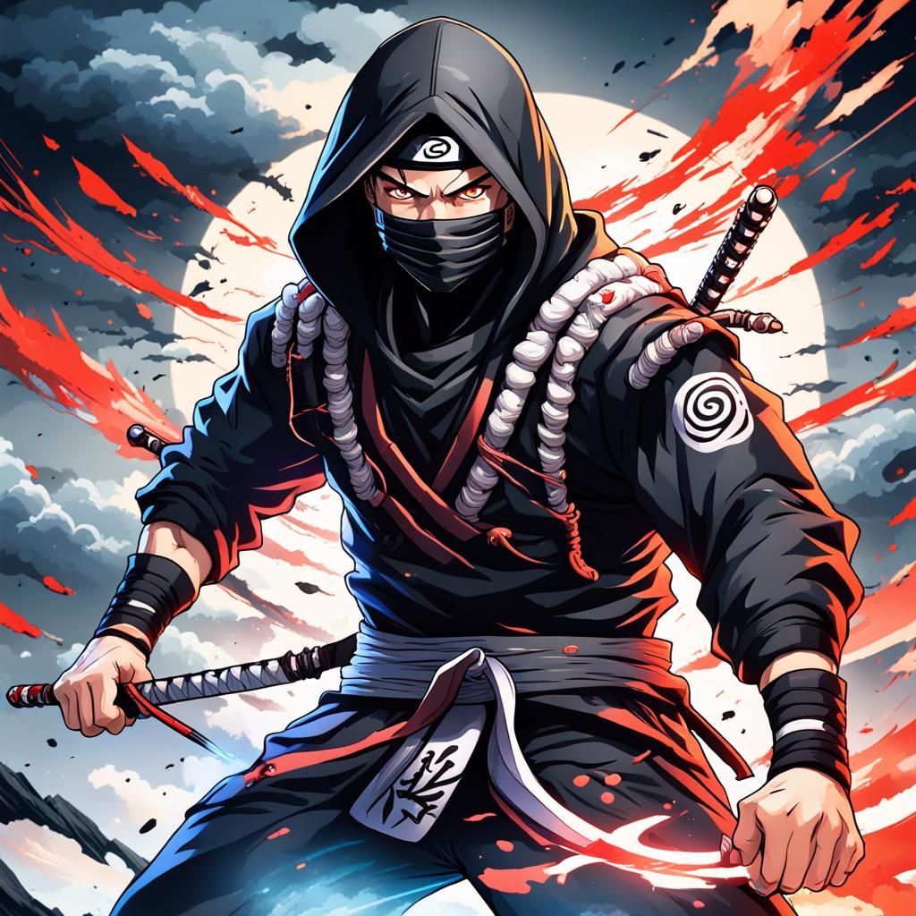 Ninja warrior with Black modern war hoodie