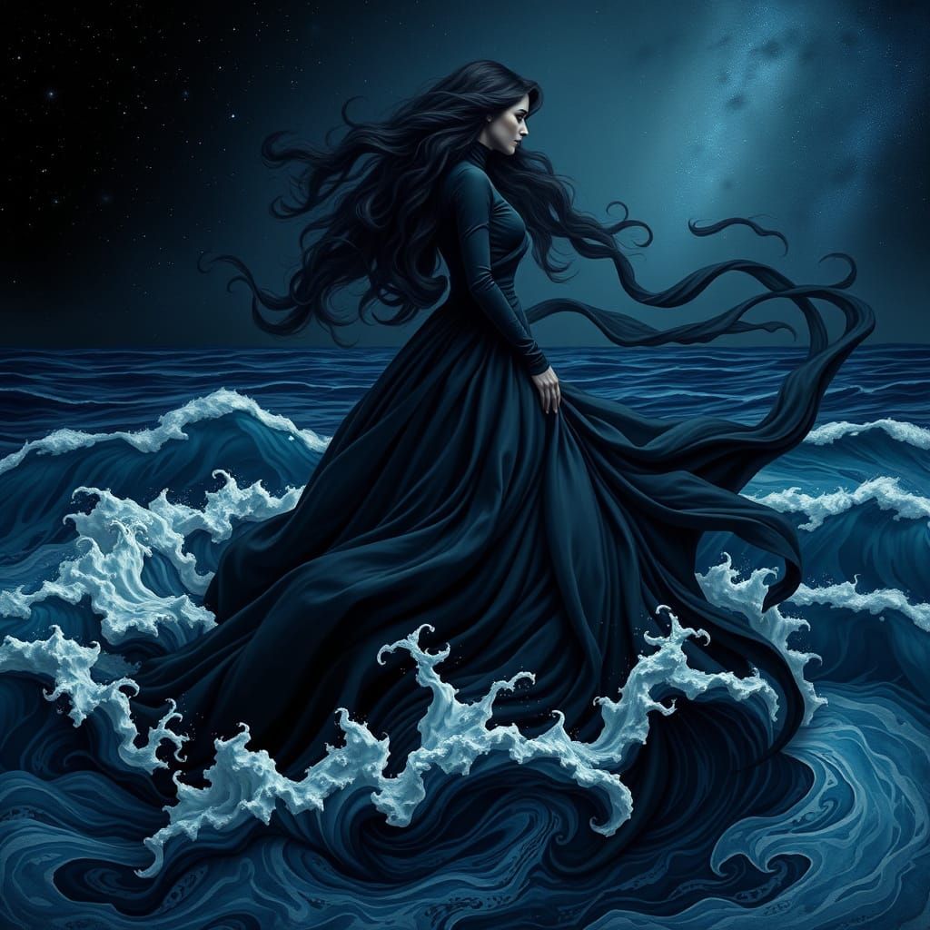 Ethereal Bride Enveloped in Celestial Sea Gown