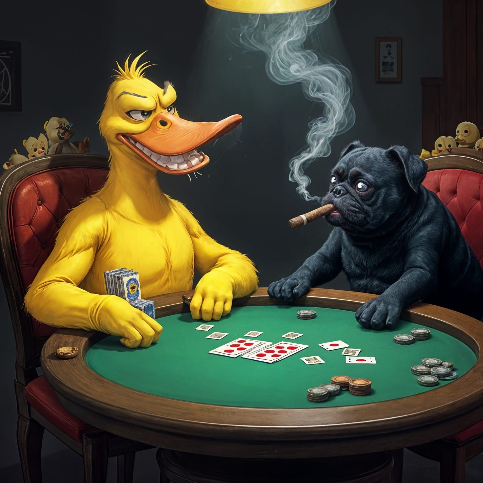 Quacking Poker Ace in a Smoky Back Room