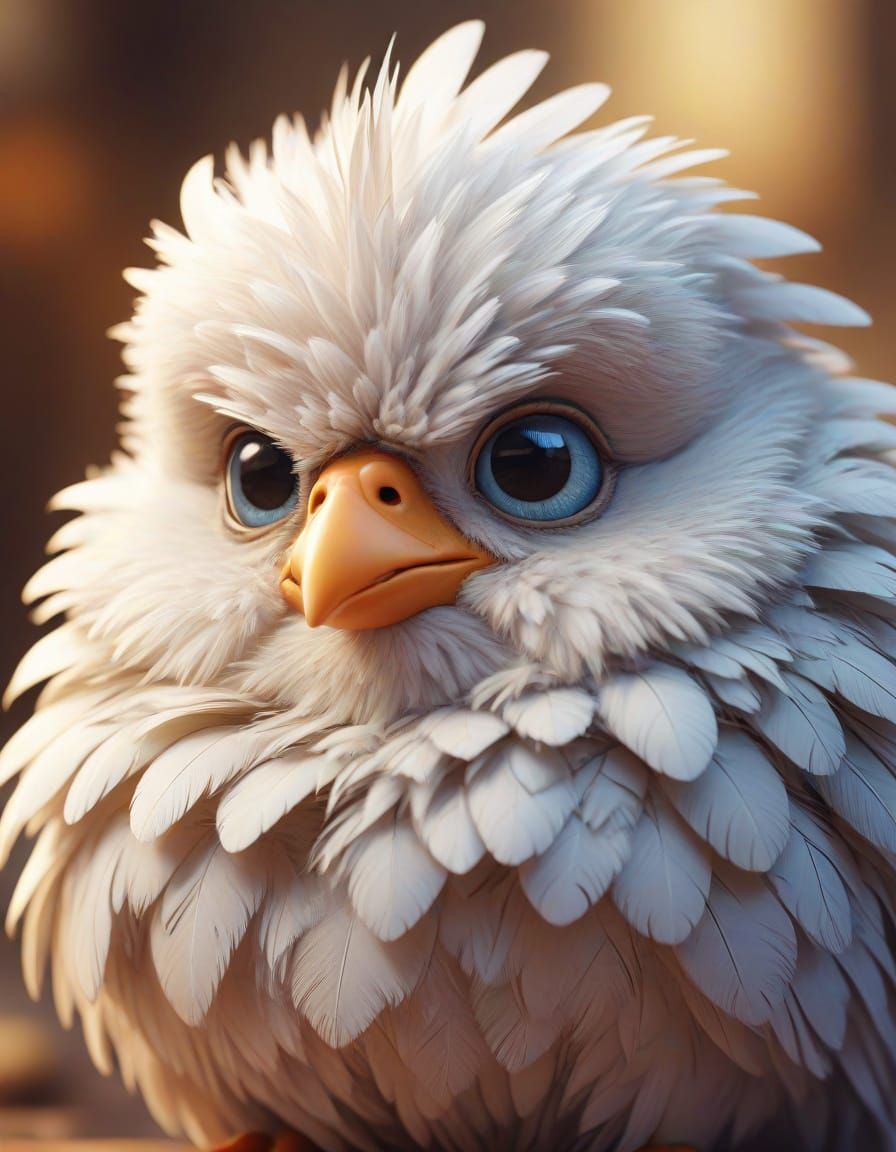 Grumpy Chick Concept Art in Cartoon Style