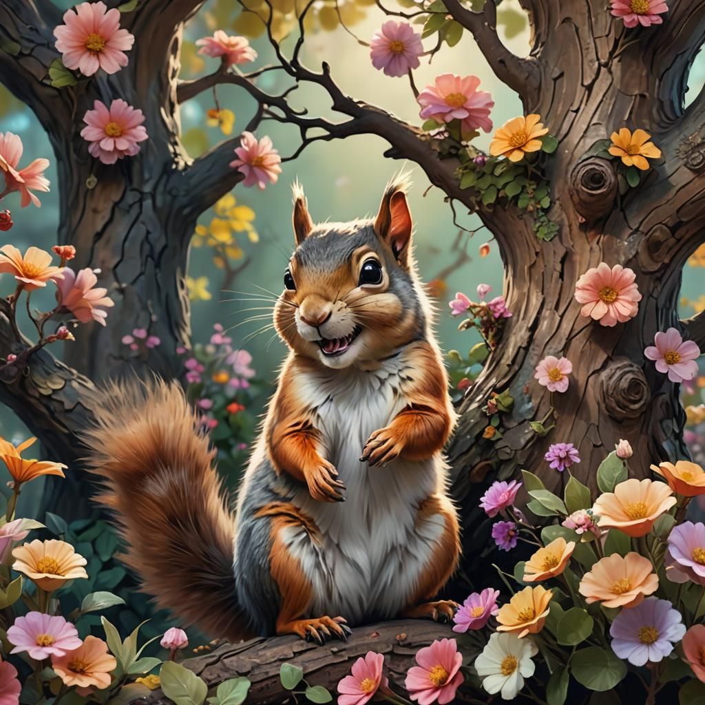 Cute Horror Squirrel and Hamster in Dark Whimsical Style