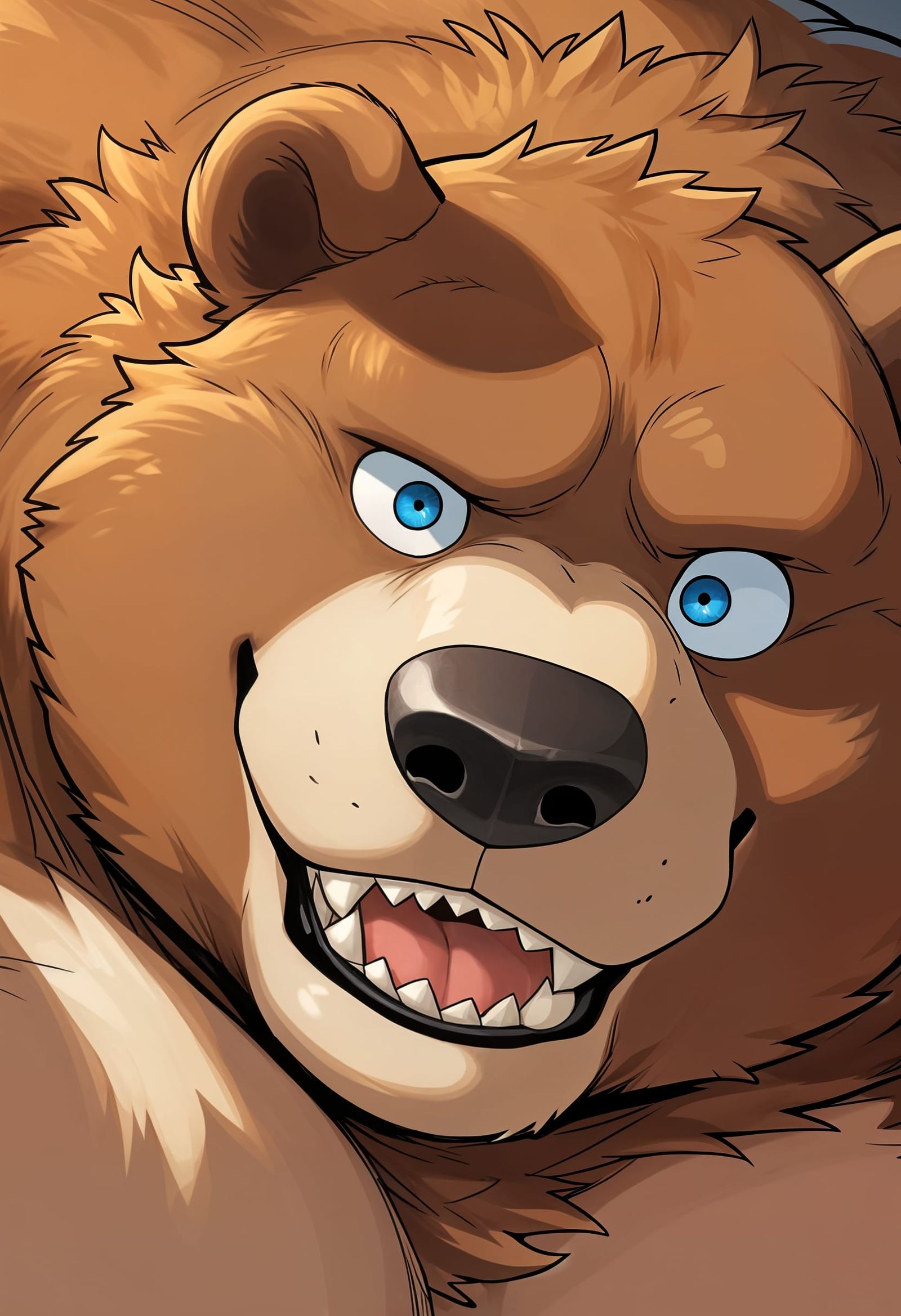 Inviting Portrait of a Muscular Obese Bear