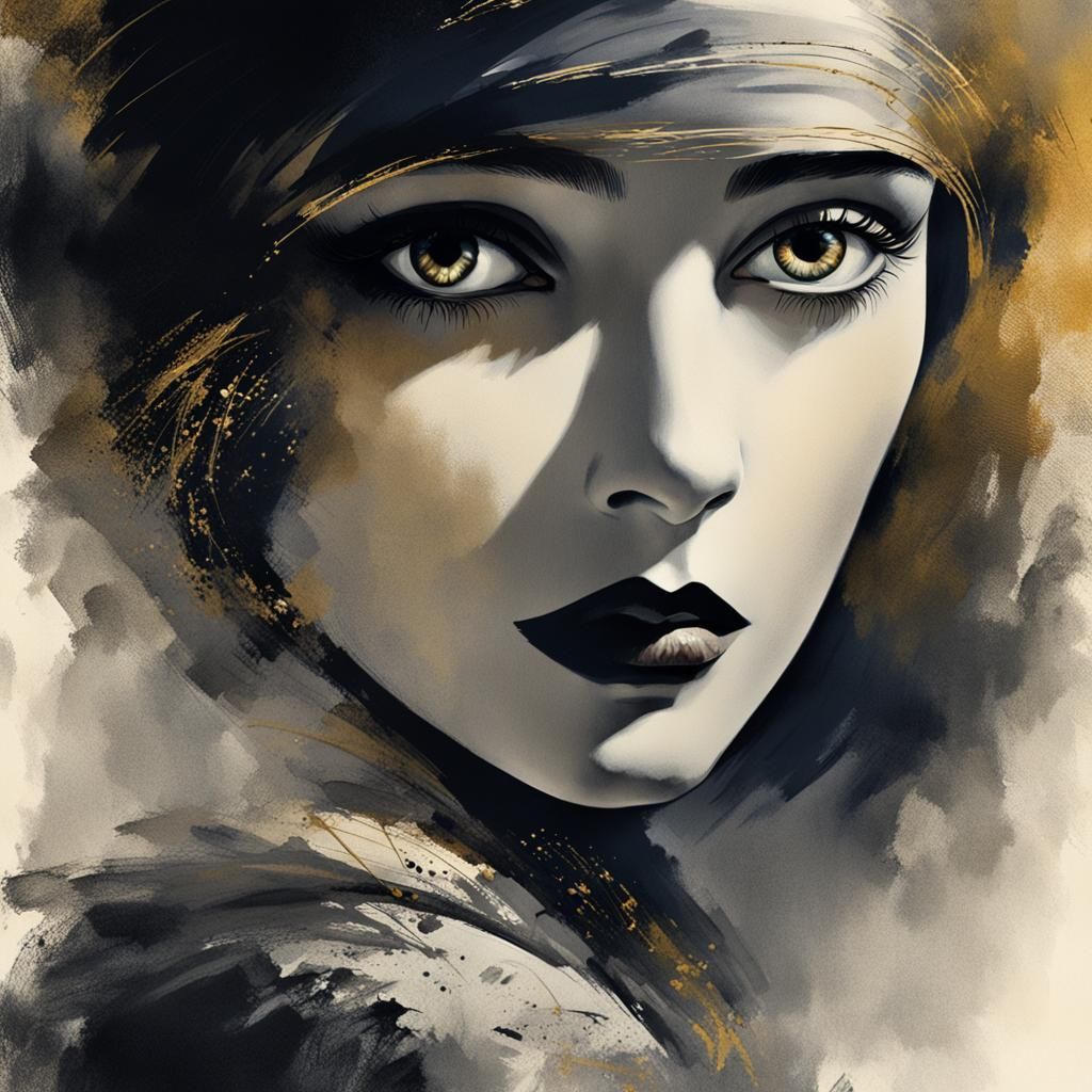 Mysterious Eye Close-up in Vintage Gouache Style