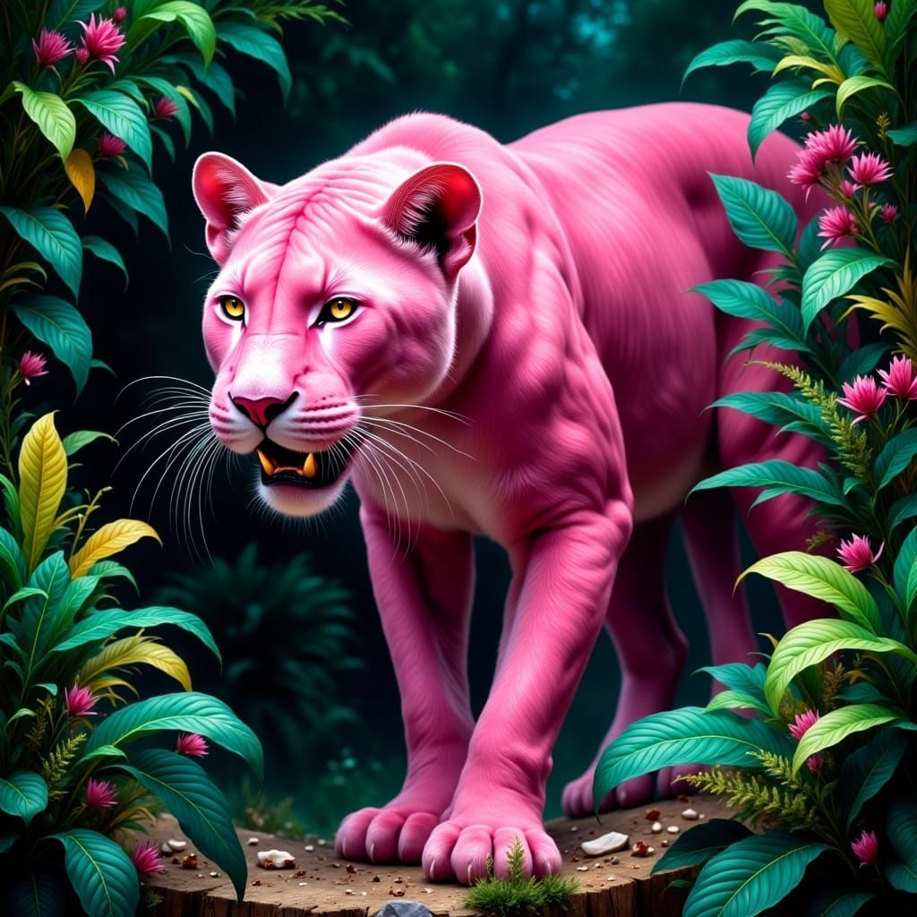 Ethereal Pink Panther in Jungle Habitat