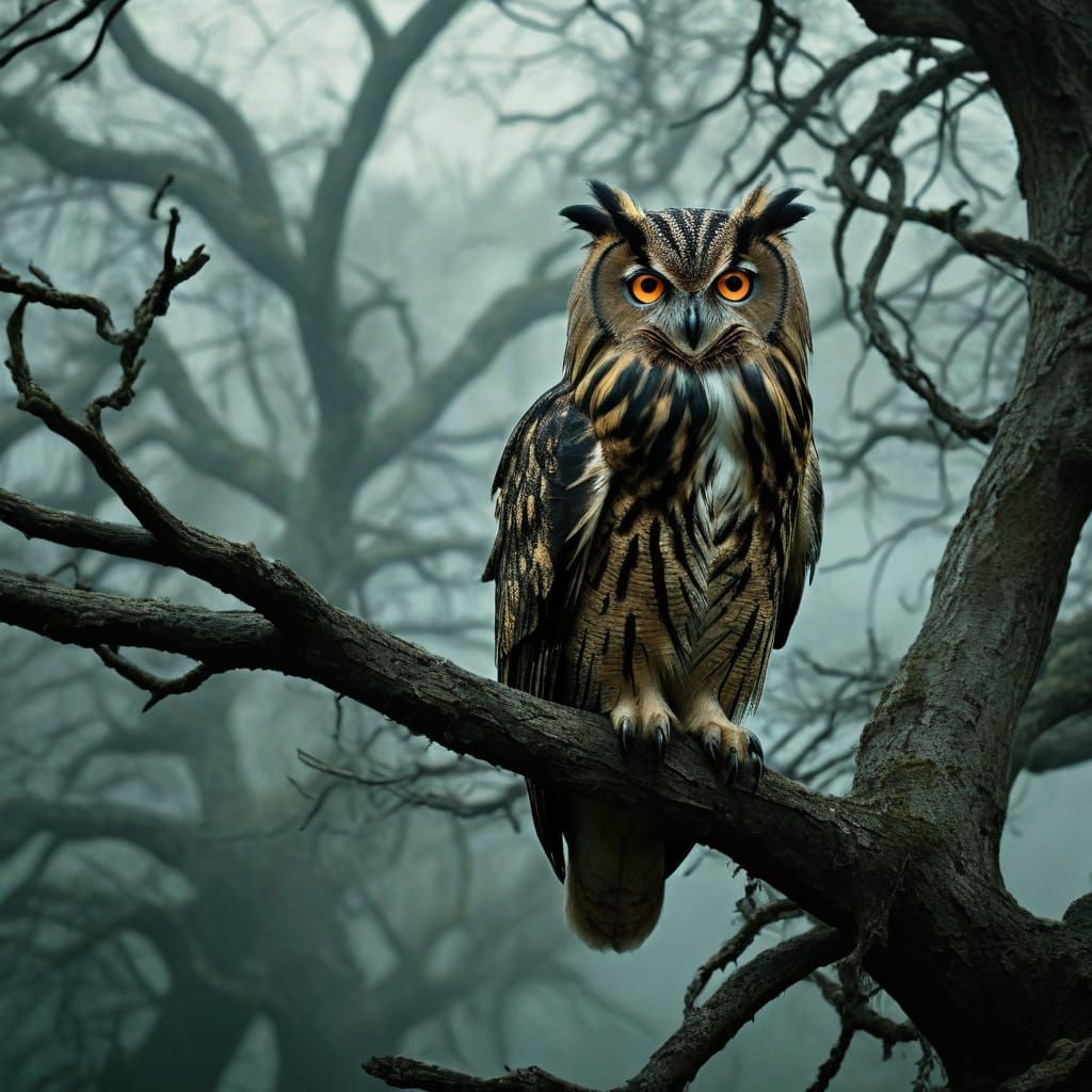 Eagle-Owl in Ancient Oak Tree Sanctuary