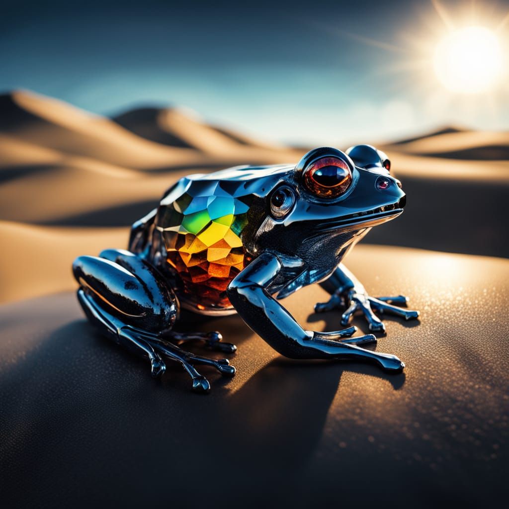 Crystal Winged Frog Amidst Black Table Dunes