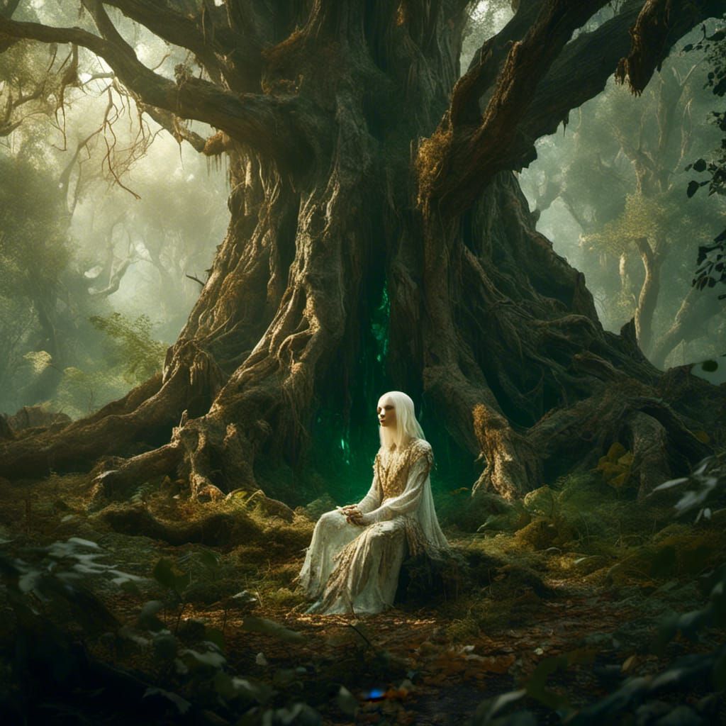 African Albino in Mystical Forest: Hyperrealistic Digital Ar...