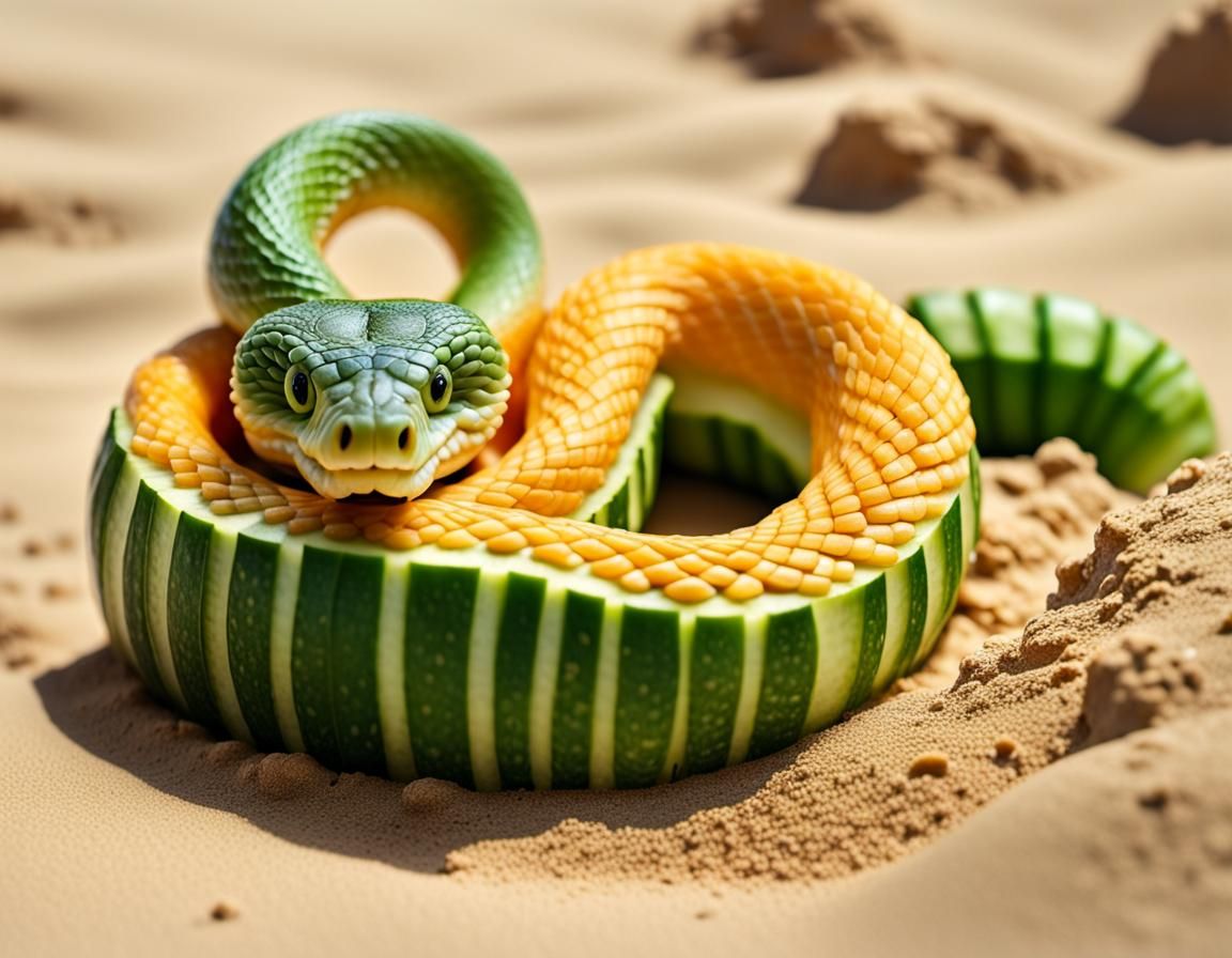 Cucumber Snake Carving on Hot Sand