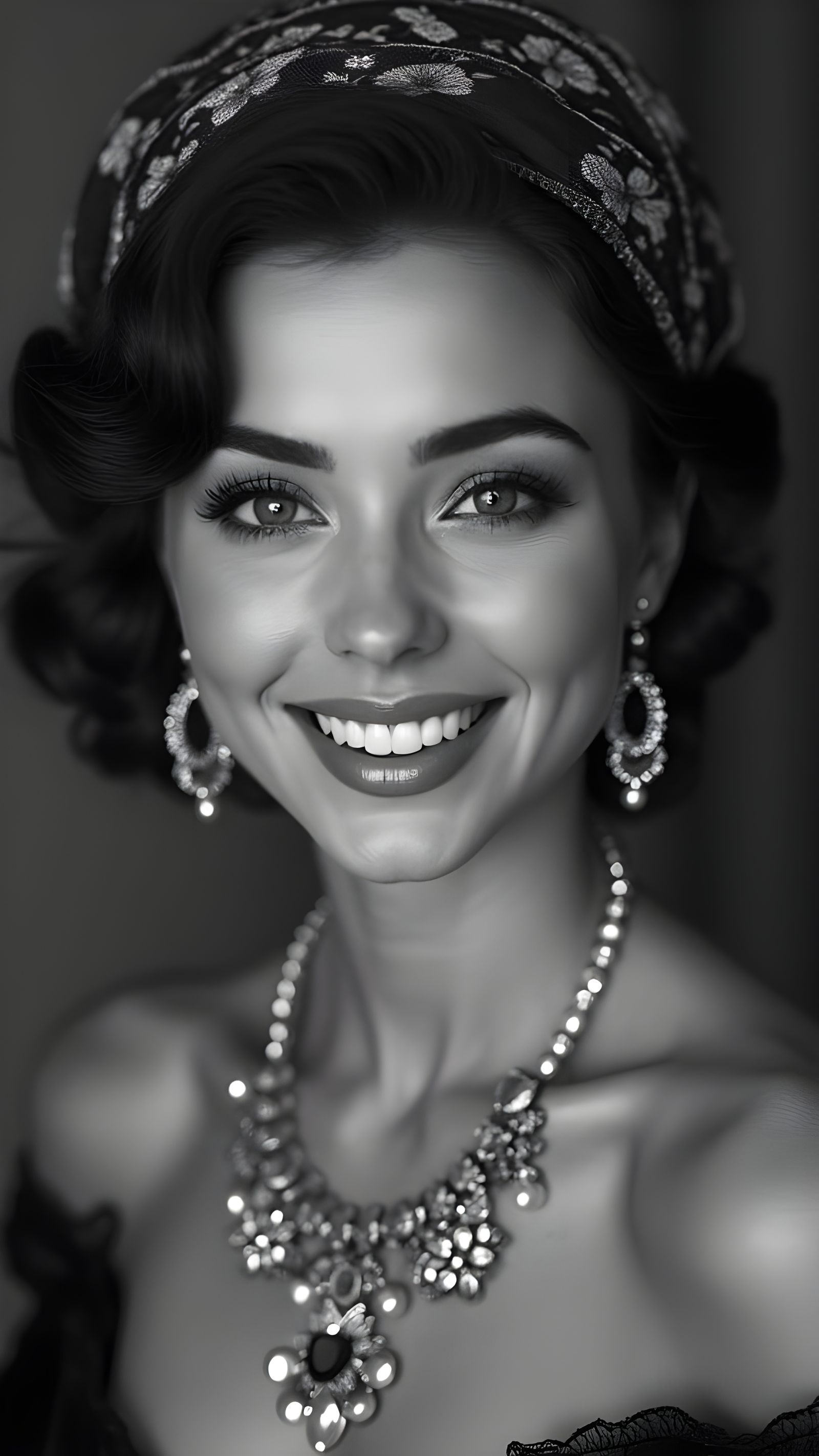 Radiant Vintage Beauty in Dramatic Monochrome Portrait