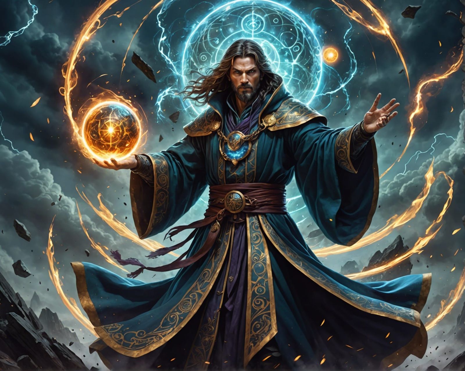 Zoroastrian Magi casting a spell v.2