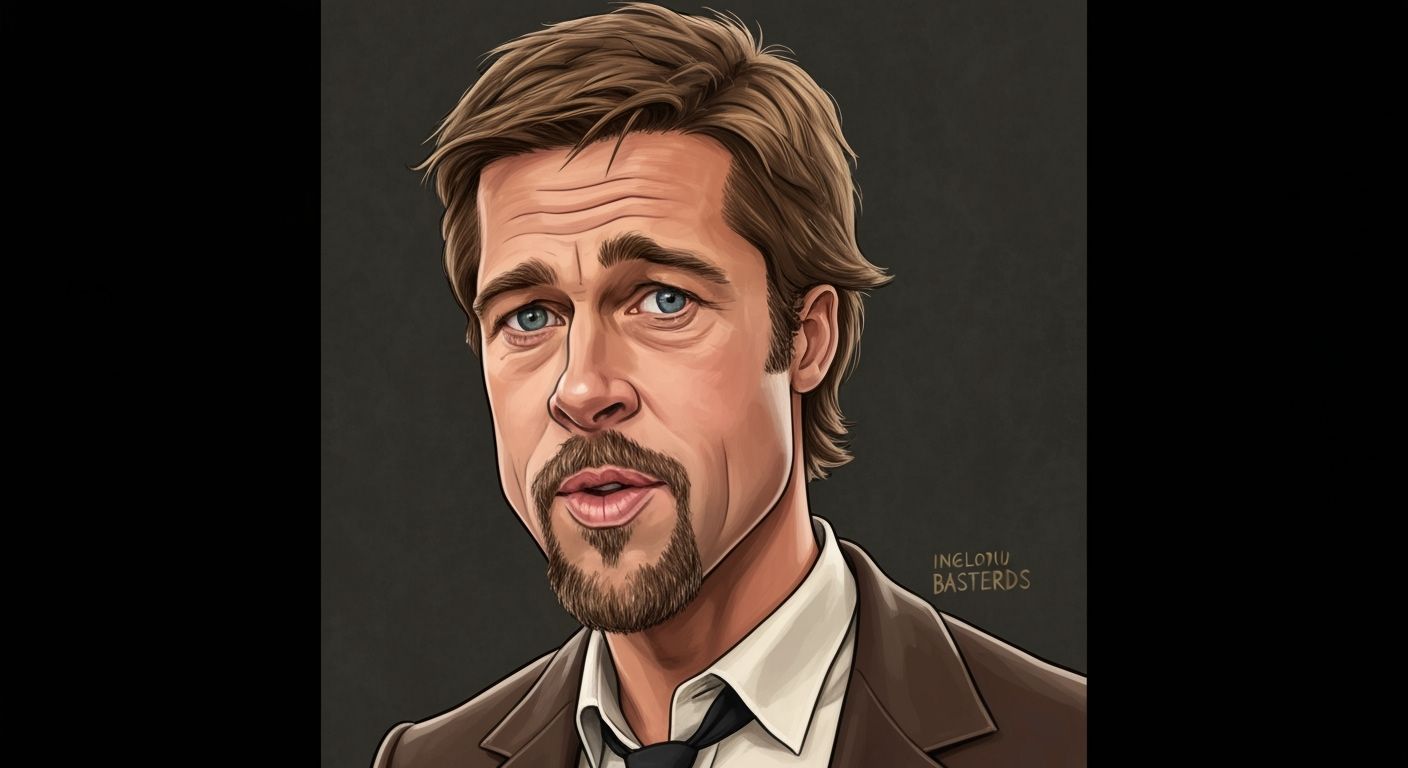 Brad Pitt Caricature in Inglourious Basterds Style